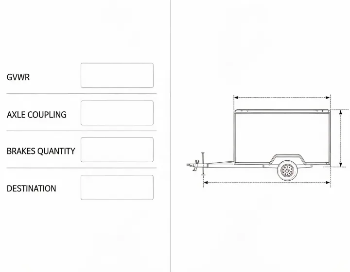 Cargo trailer requirement checklist beside technical drawing